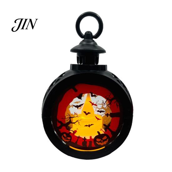 Indoor Outdoor Halloween Props Retro Pumpkin Lantern, LED Electronic Candle Light, Vintage Safe Flameless Decor Handheld Decorative Lamp for