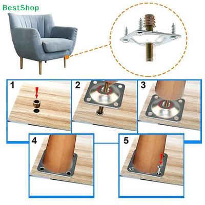 Furniture Leg Mounting Plates Kit,Square T-Nut Sofa Leg Attachment Brackets with Screws,Table Chair Leg Mounting Hardware