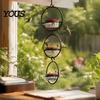 Bird Feeding Tray for Porch Metal Hanging Hummingbird Feeders Outdoors, Feeder with Red Glass Balcony Bowl & Perch, Decorative Garden Patio