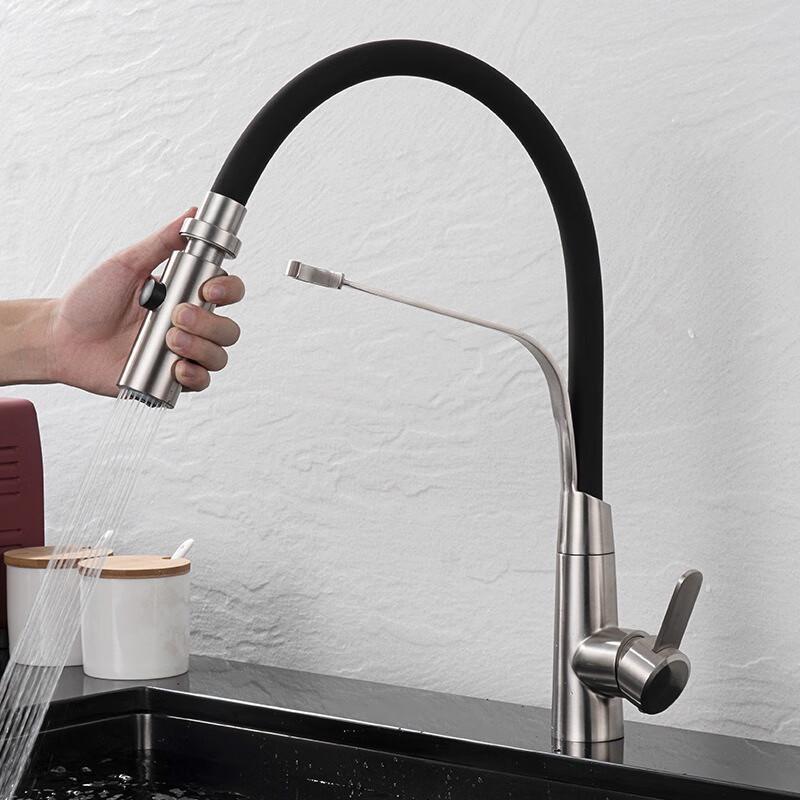 TLXT Wall-Mounted Single Cold Sink Faucet with Telescopic Silicone Tube