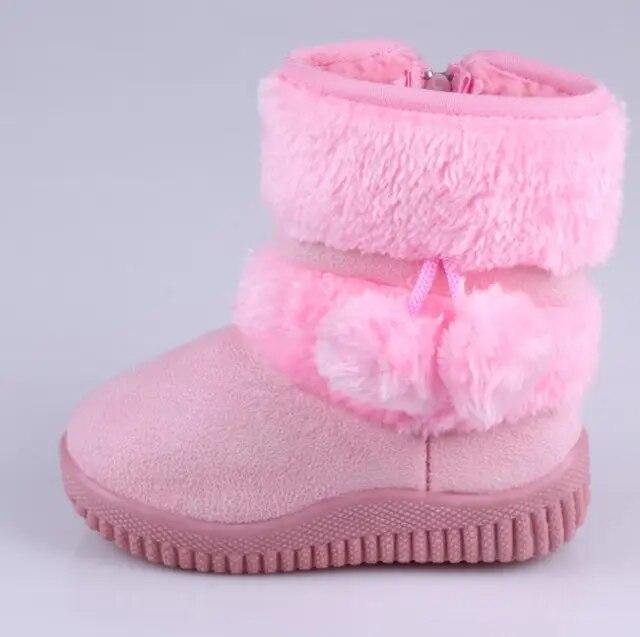 Botas de neve para meninas, botas de inverno confortáveis, grossas e quentes para crianças, botas grossas de bola de arremesso, outono, botas fofas para meninos, sapatos de princesa