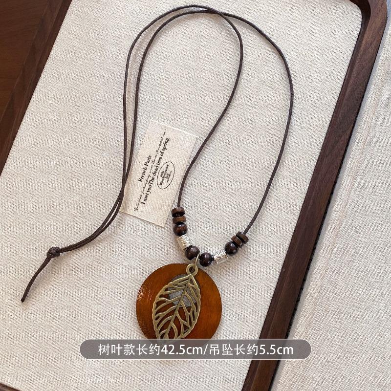 New Chinese Zen Ring Necklace for Women New Retro Chinese Style Long Pendant Sweater Chain Versatile Accessories