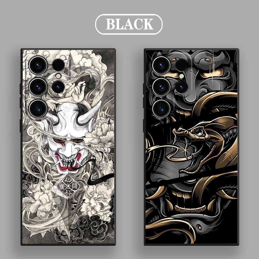 Samurai Ghost Hannya Ukiyo-E Mask Tattoo S25 Ultra Case For Samsung Galaxy S25 S24 S23 S20 S21 FE S22 Ultra S10 Plus Phone Cover