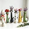 Cat Shaped Resin Vase Cute 1PC Long Neck Cat Animal Ornament Flower Pot Perfect for Living Room Shelf