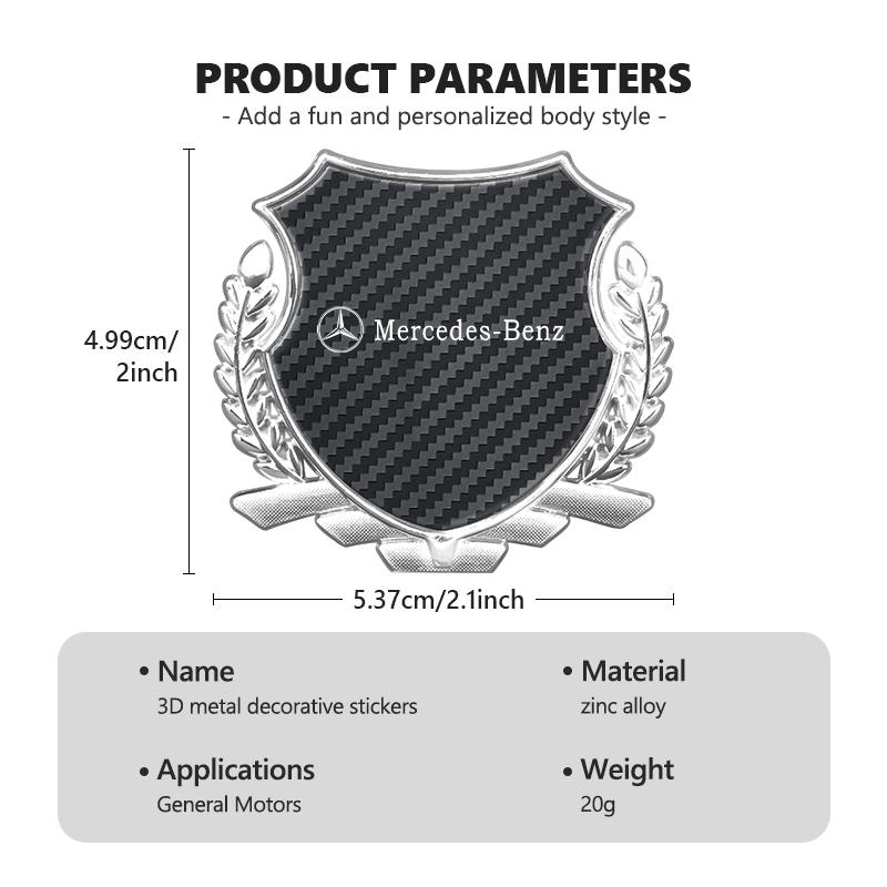 For Benz 3D Emblem Alloy Badge Car Body Side Decal Decoration Sticker Accessories AMG CLA CLS C180 C200 W204 W205 Exclusive A C