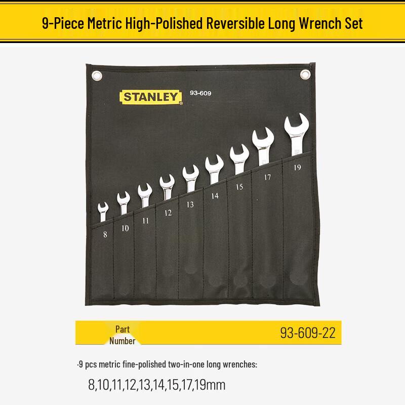 STANLEY 9-Piece Combination Wrench Set (8-19mm)