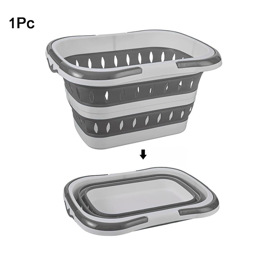 Foldable Collapsible Handled Laundry Basket Ellipse Oval Tub- Portable Washing Tub Space Saving Laundry Containers