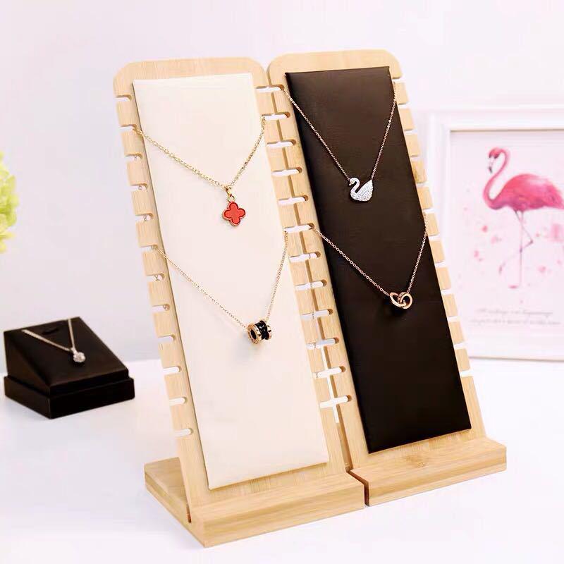 Bamboo & Wood Detachable Necklace Display Stand for Jewelry Storage & Window Props