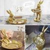 Moin Moin Figure Ornament Rabbit Gold Trinket Box Holds Accessories Tray Antique Retro Key Jewelry Entrance Rabbit Alice In Wonderland/Standing Pose 2