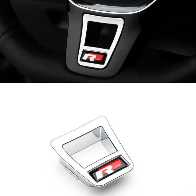 Hijk1 1Pcs ABS Car Steering Wheel Trim Stickers R Logo Accessories For VW Tiguan Arteon Taigo Caddy Sharan Beetle CC Amarok Transporte