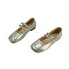 Flat-soled Single Shoes Women's 2025 Summer New Models with Skirts, Soft-soled Doudou Shoes, French Mary Jane Women's Shoes, Silver Small Leather Sh