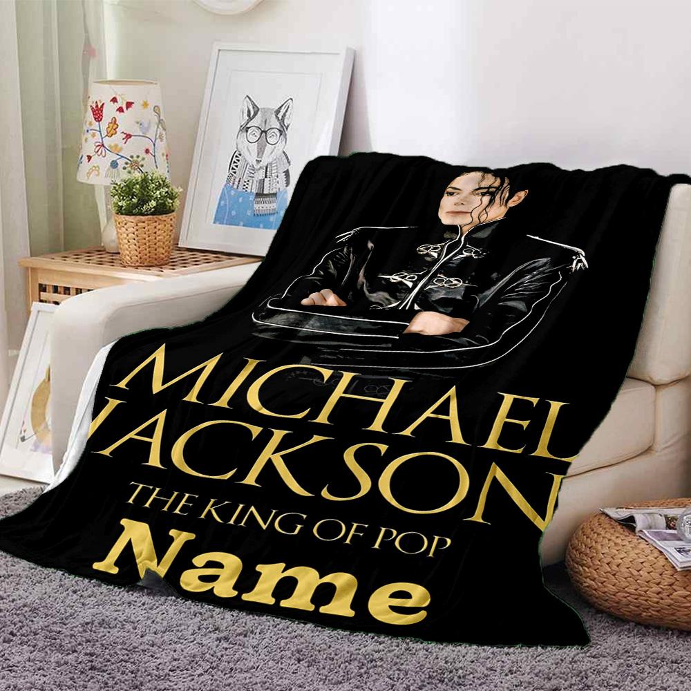 Custom Name Michael Jackson's Iconic Pose flannel Blanket for Super Soft Cute Comfort Blanket for Travel Bedding Couch Sofa Blanket