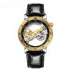 New Men's Watch Tourbillon Mechanical Watches Transparent Hollow Automatic Self Wind Watches Leather Band Skeleton Relojes