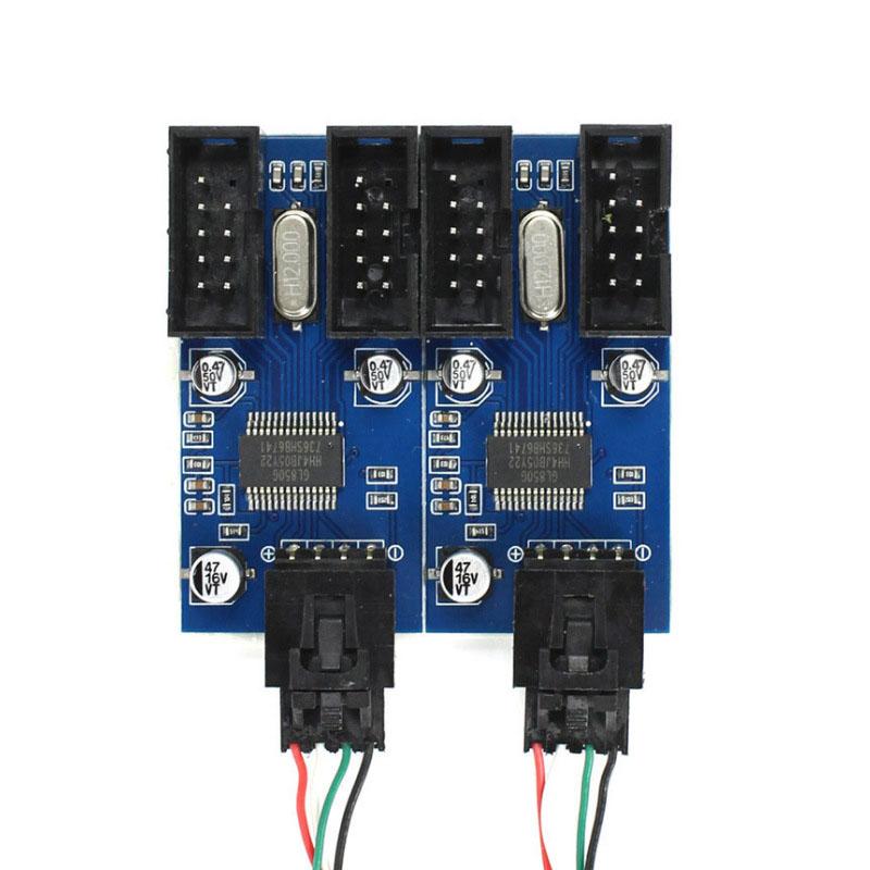 Motherboard USB 2.0 9Pin Female Interface Header Splitter 1 To 2/4 Extension Cable Adapter 9-Pin PC Computer USB HUB Connectors