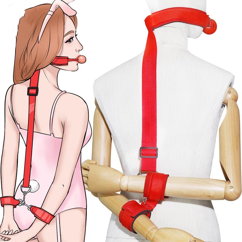 Adult Sm Erotic Products Back Handcuffs Gag Neck Cuffs Upper Body Bondage Straps Couples Sex Alternative Flirting Auxiliary Toys