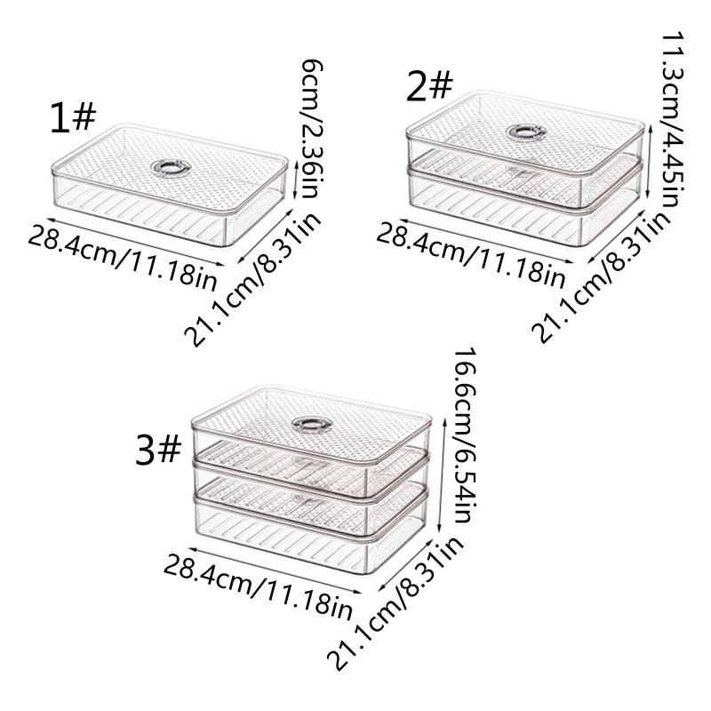 Stackable Dumpling Food Containers Clear Refrigerator Organizer with Lids Food Storage Box for Kitchen Fridge Non-stick