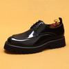 Platform Leather Shoes Men'S Round Head Bright Leather Business Casual Shoes Genuine Leather British Shoes