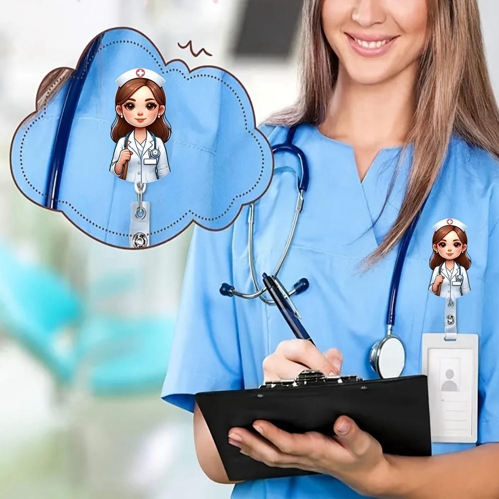 2 Nurse Scroll Holders. Extendable ID Clips for RNs, LPNs & Medical Assistants.