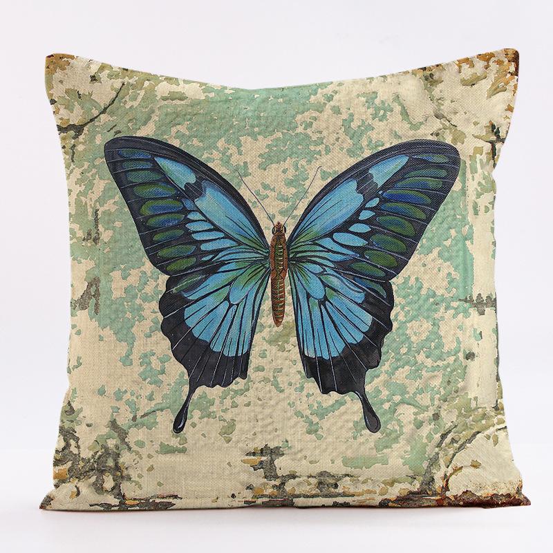 Retro Butterfly Pattern Throw Pillow Cover With Short Plush Print For Living Room Sofa Decoration Cushion Cover Pillow Covers