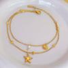316L Stainless Steel 2025 New Fashion Waterproof  2-layer Pearl Shell Starfish Charming Chain Anklets