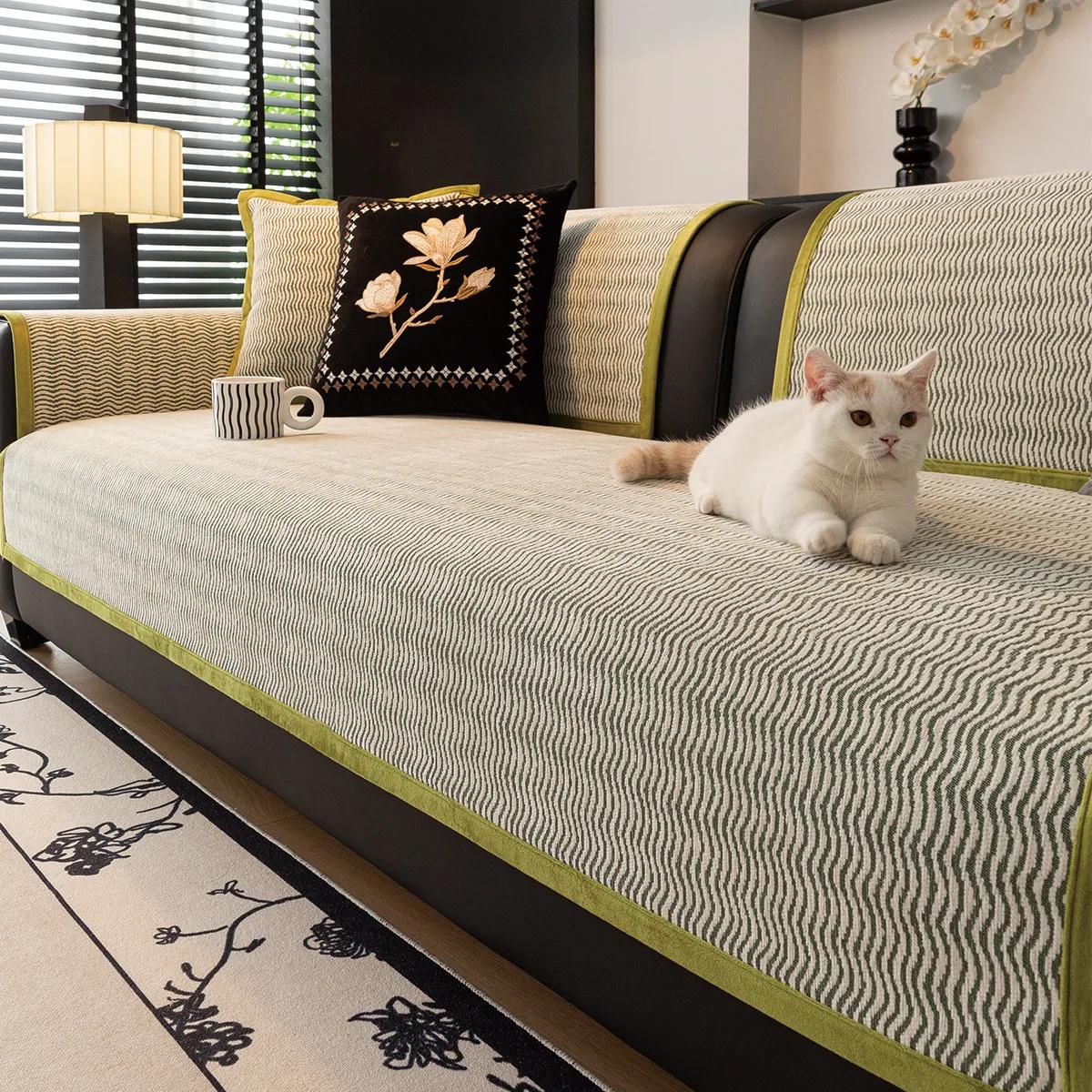 

Чехол для дивана из шенилла для гостиной, современный диван, подушка с волнистыми линиями, защитный чехол для дивана, мягкий, утолщенный, для стула, для дивана, полотенце 70x70