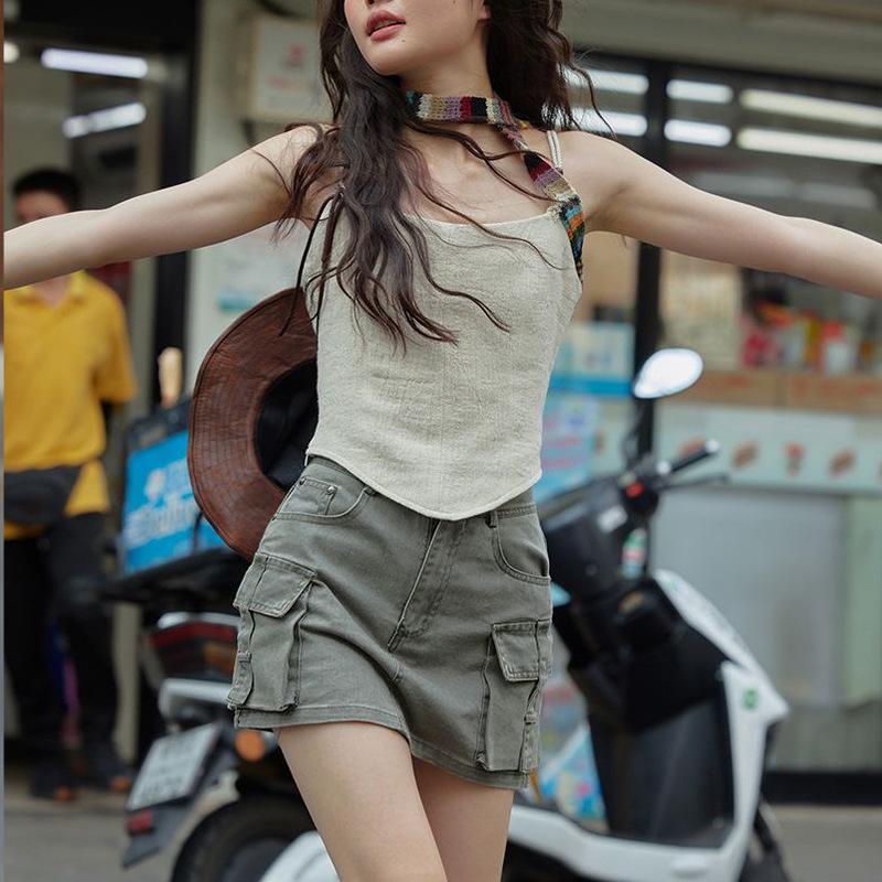 French-Style Women's Summer Camisole: Unique Sleeveless Top with Thai-Inspired Design