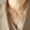 Light Luxury Rectangular Pendant Multilayer Necklace: European & American Niche Design, Titanium Steel Women's Clavicle Chain