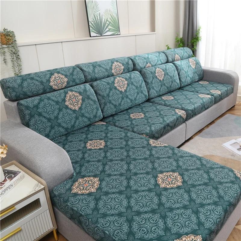 New Floral Printed Stretch Sofa Seat Cushion Cover Backrest Cover Protector for Couch Sofa Cover L Shape Chaselong Slipcovers