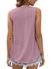 European & American Women's Summer Crew Neck Eyelet Sleeveless Tank Top T-Shirt