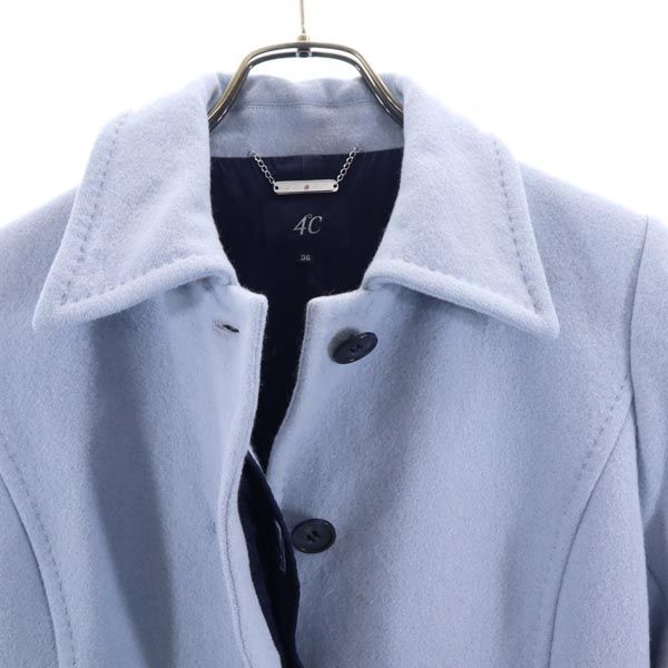 4℃ Angora Blend Stainless Collar Coat 36 Sky Blue Women Used