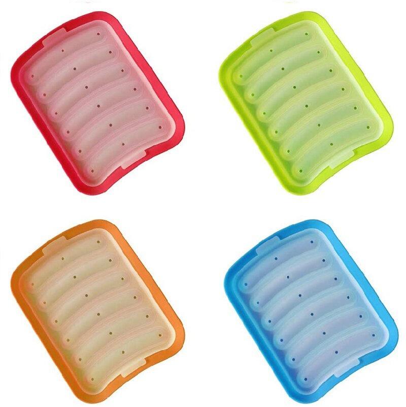 Sausage Maker Mould 6 Grids Silicone DIY Ham Hot Dog Making Moulds With Lid Kitchen Household Sausages Cake Baking Tools Molds