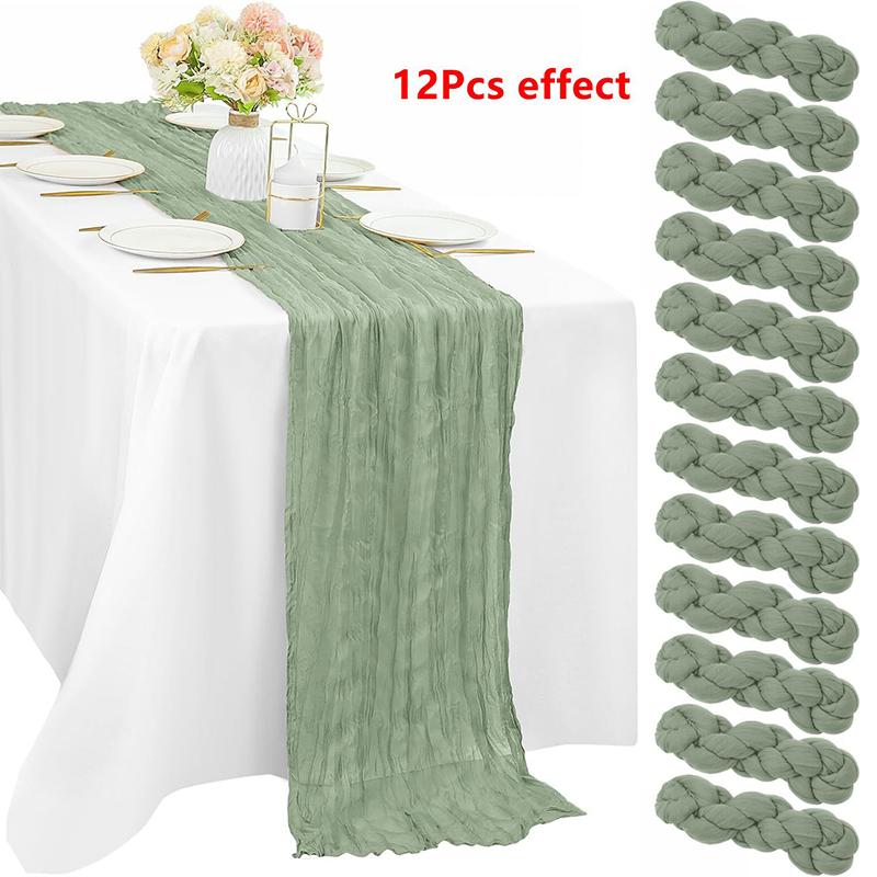 

90*180CM 1Pcs Green Cheesecloth Table Long Runner Bohemian Gauze Tablecloth Decoration for Wedding Party Banquet Bride Shower 90*180cm зелёный