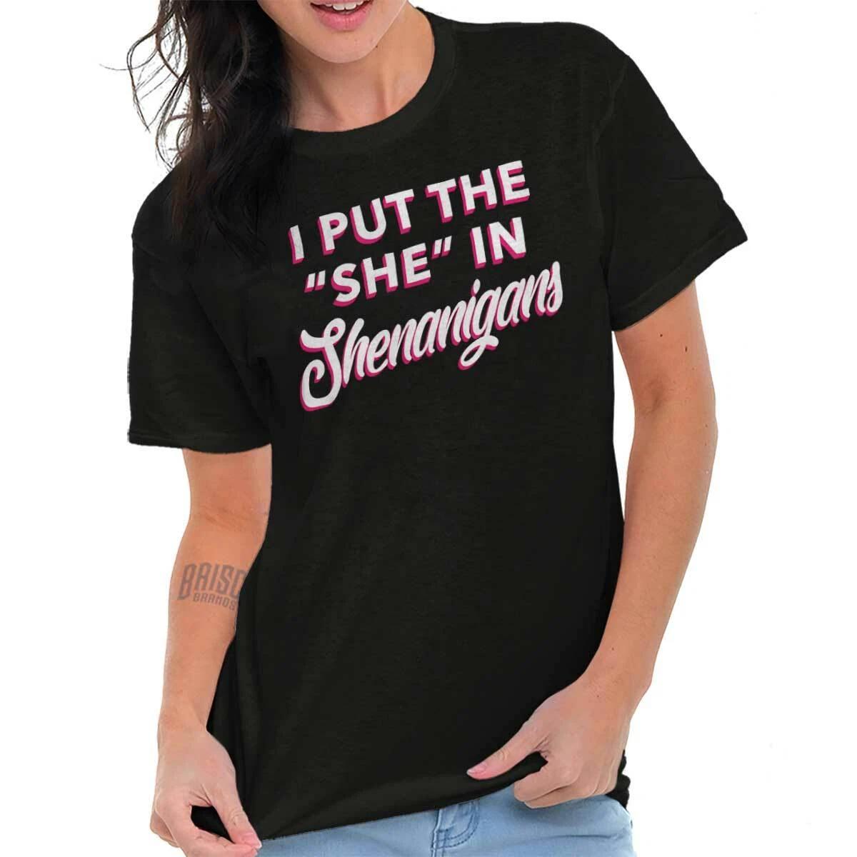 She In Shenanigans Feminist Funny Girl Power Womens Graphic Crewneck T Shirt Tee XXXL