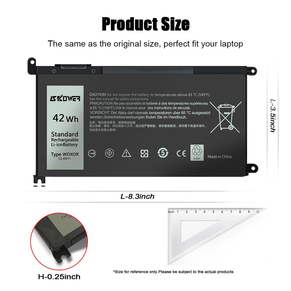 SKOWER 42Wh WDX0R Laptop Battery For Dell Vostro 5468 5471 5568 Inspiron 13 5368 5378 5379 7368 5770 7460 7472 5567 5570 5579