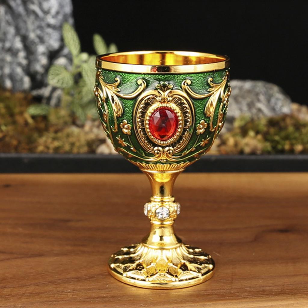 30ML Royal Vintage Alloy Wine Goblet Chalice Metal Embossed Durable Cup Elegant European Style for Party Home Decor Gift