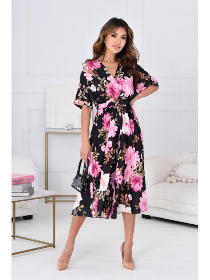 2024 Summer Deep V Short Sleeve Jumpsuit with Wide Leg Pants