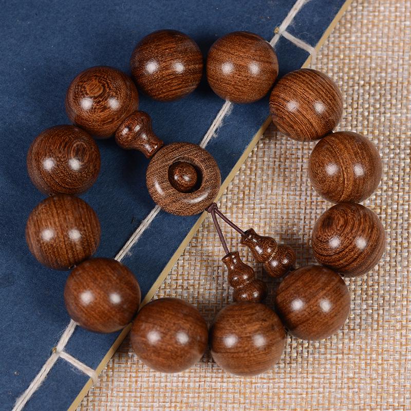 Golden Sandalwood 2.0 Bead Bracelet: Wooden Prayer Jewelry for Men, Women, Couples.