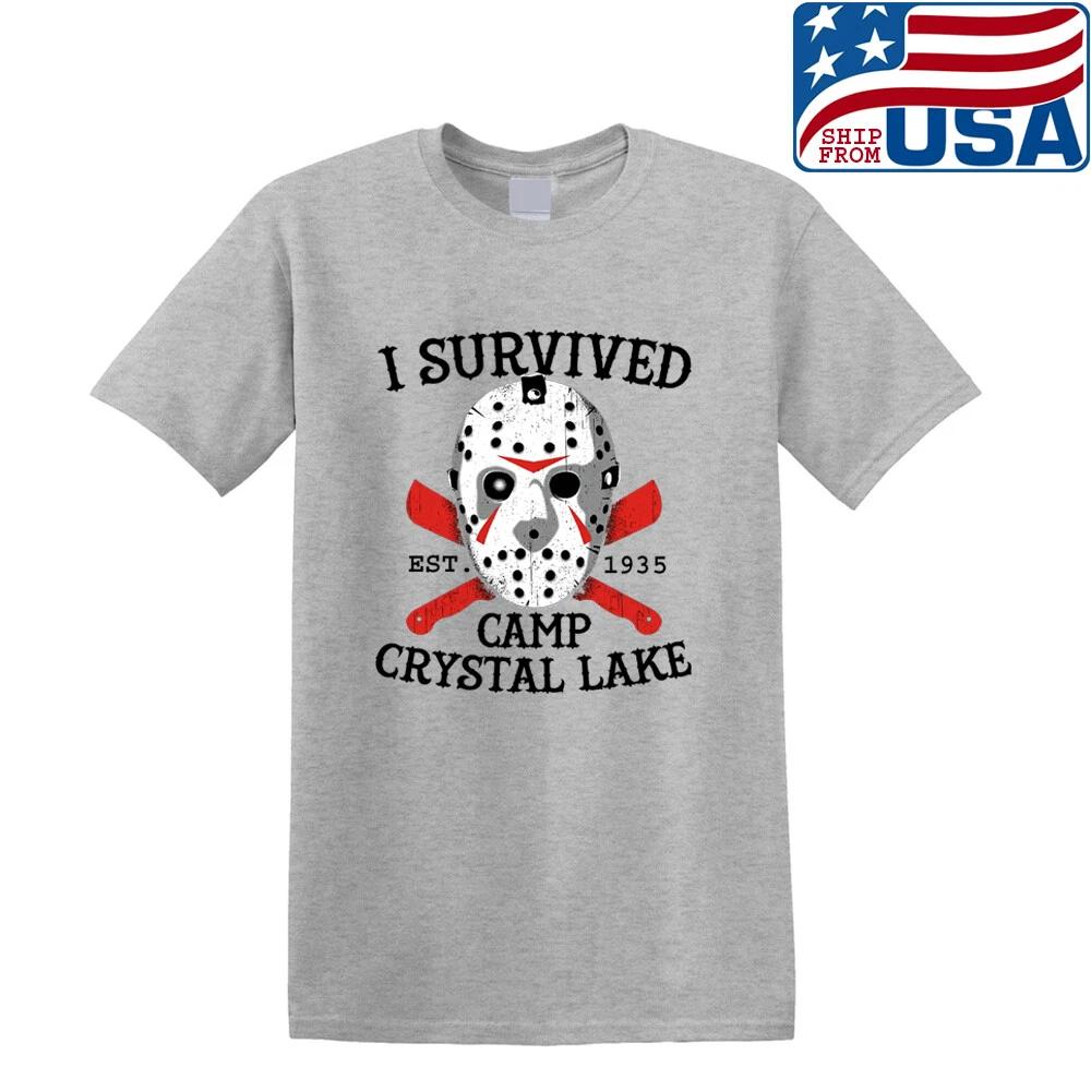 Camp Crystal Lake Jason Friday The 13th Men s Grey Size S to 5XL L