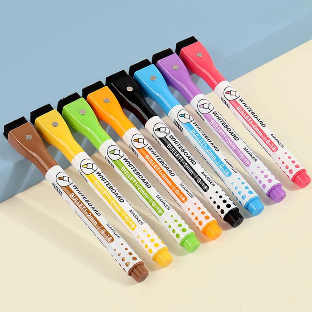 1PC/8PCS Magnetic Whiteboard Markers Erasable Liquid Chalk Markers with Eraser Water-base Ink Quick Drying Office Supplies