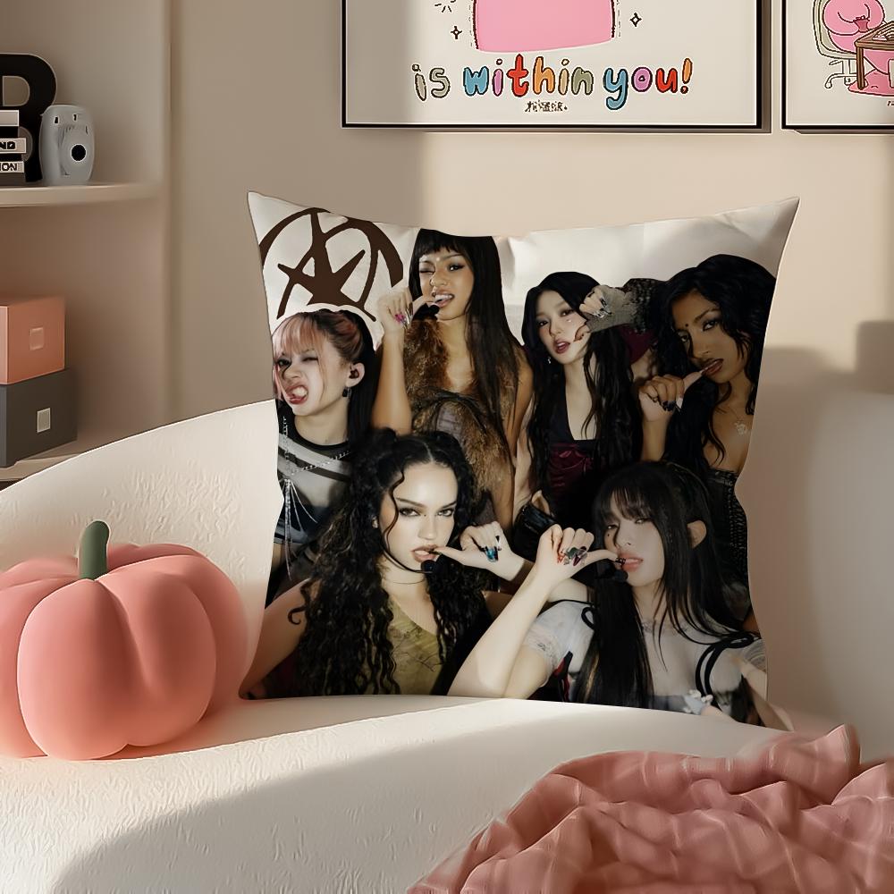 Pop Girl Group KKATSEYE Cushion Cover Pillowcase Short Plush Invisible zipper Room Sofa Cushion Cover