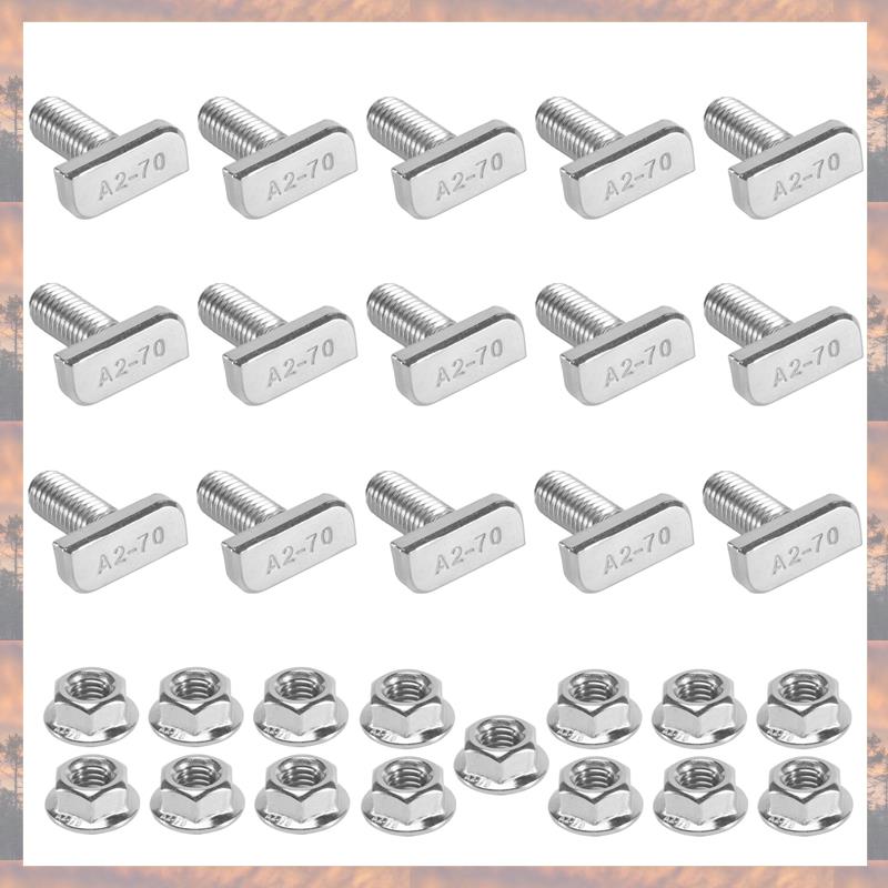 

2025 Trend 15Pcs T Slot Bolt Replacement Parts Accessories M8 X 20 Screws, A2-70 Rail Track Screws Track Nuts With 15 Flange Nut