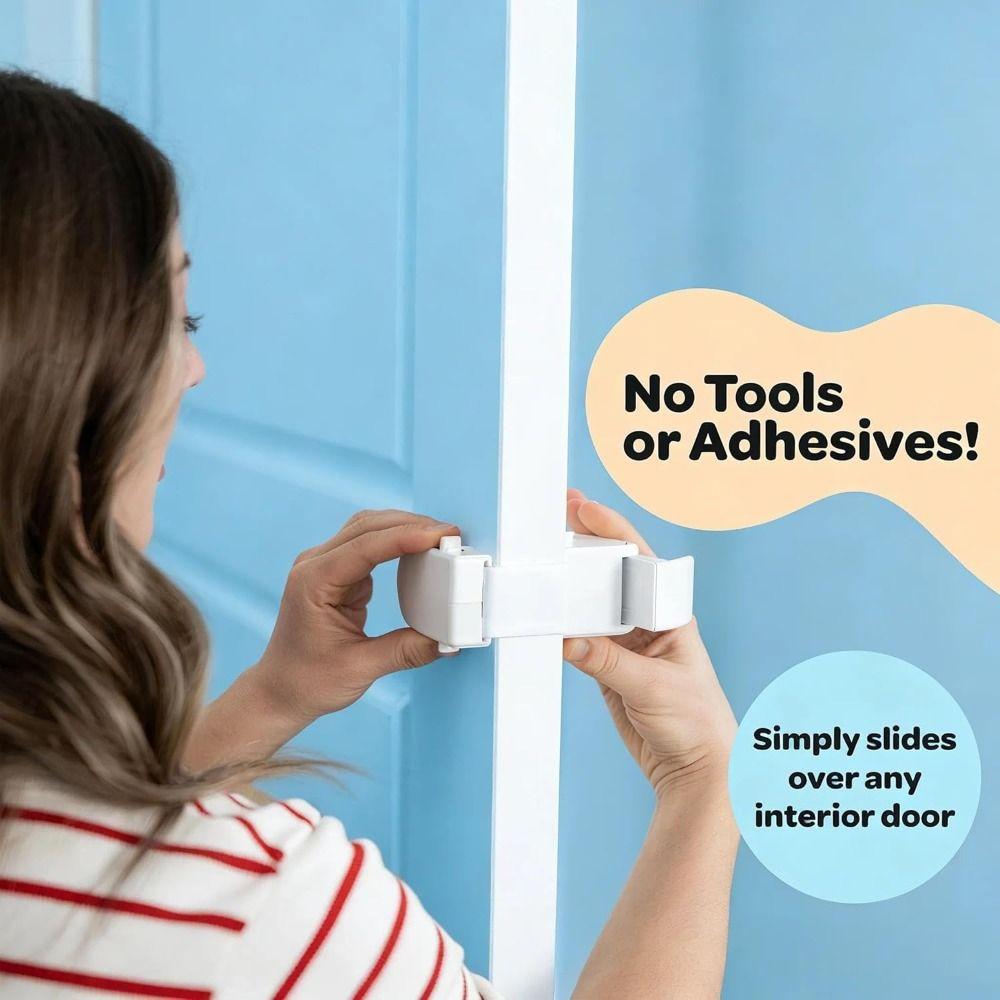 No Tools Required Door Lock No Adhesives Required Snap-On Design Snap-On Door Lock Simple Install Child Proof Door Lock