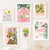Daisy Strawberry Orange Zebra Cheetah Tub Bath Black Girl Art Canvas Painting Posters Prints Wall Pictures Living Room Decor