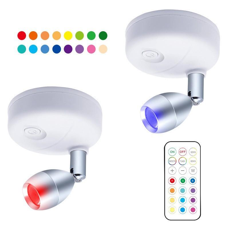 Remote Wireless LED Spotlights Rotatable Accent Lights Battery Powered Puck Picture Lights Indoor Closet Lights Wall Lamp