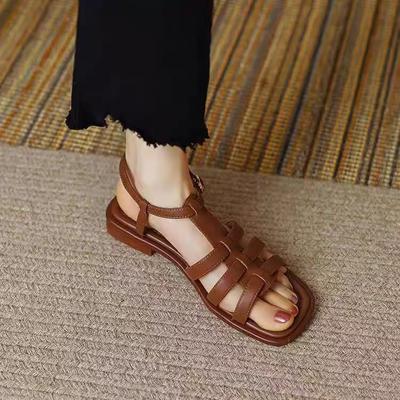 Roman Sandals 22 Spring and Summer Open-toe Soft Leather Elegant Temperament Fairy Style Flat Sandals Trendy