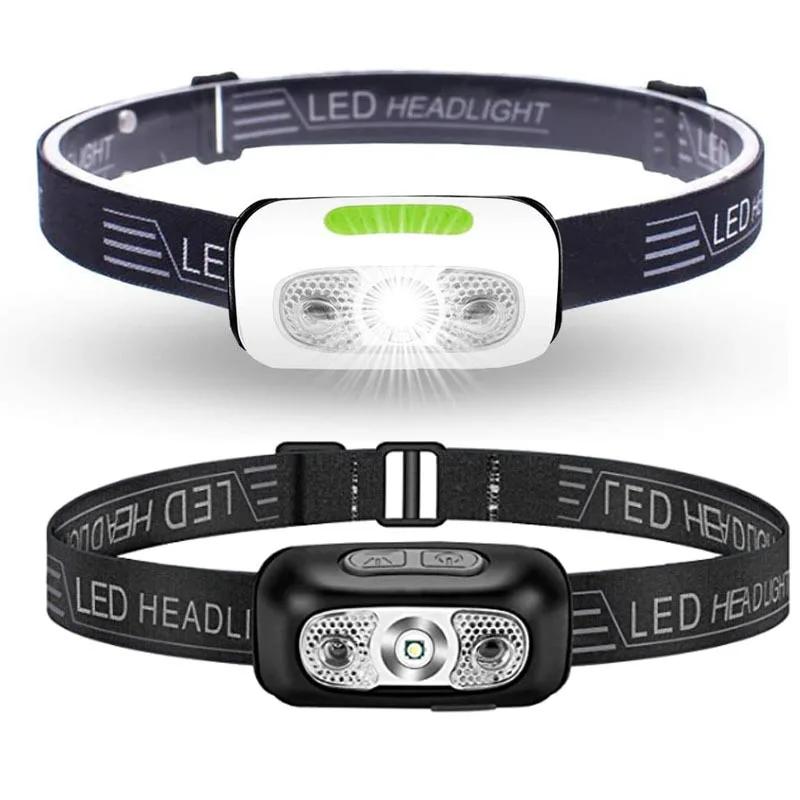 Mini Rechargeable Powerful Sensor Headlamp Fishing Camping USB Head Flashlight COB LED Head Light Torch Headlights Front Lantern