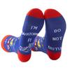 Sock with Bottom Letters, Trendy Socks, Racing Style, Street Fashion, Mid-length Socks, Red and Blue Color