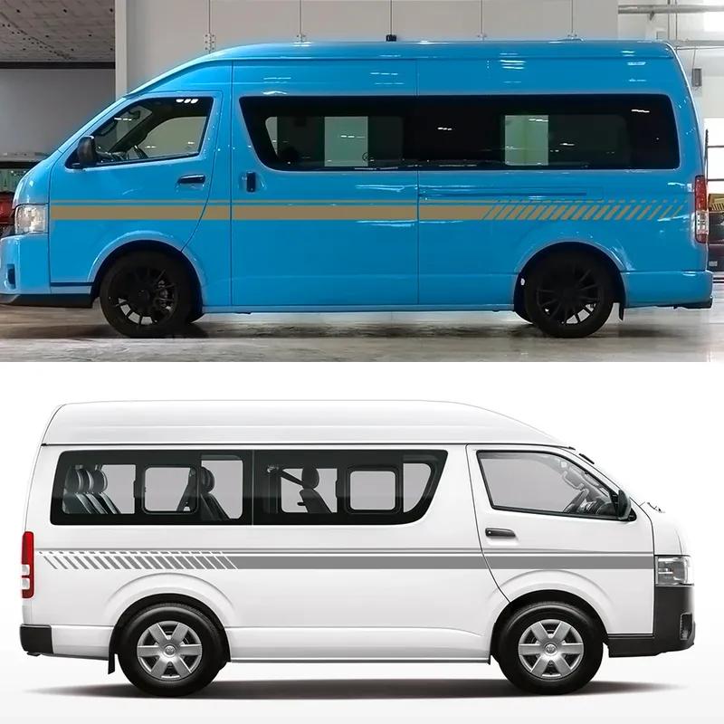2PCS Car Door Waist Line Side Racing Stripes Decoration Stickers Auto Body Decor Vinyl Film Decals Accessories For Toyota Hiace