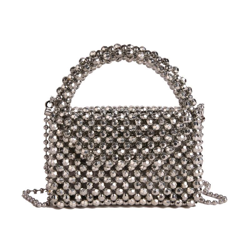 

New shiny and simple envelope bag, hand woven bead shoulder phone bag, acrylic corner bead crossbody bag