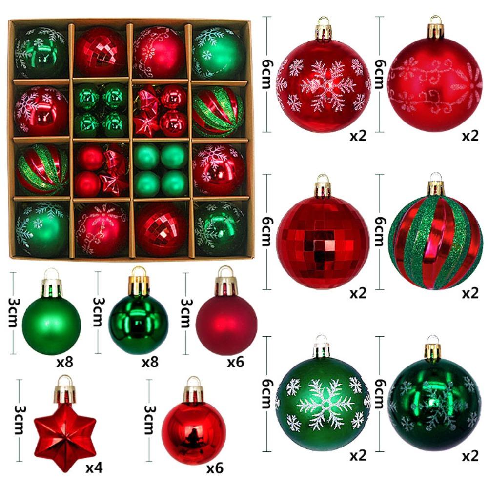 

44PCS Fashion Plastic Christmas Ball Set 20 Colors 3-6cm Christmas Tree Balls Suspensable Xmas Baubles Home mix size